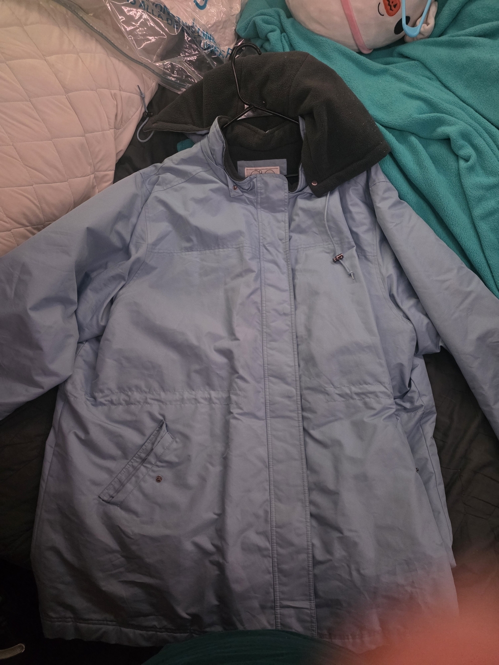 b new york Light Blue Puff Jacket with Dark Hood